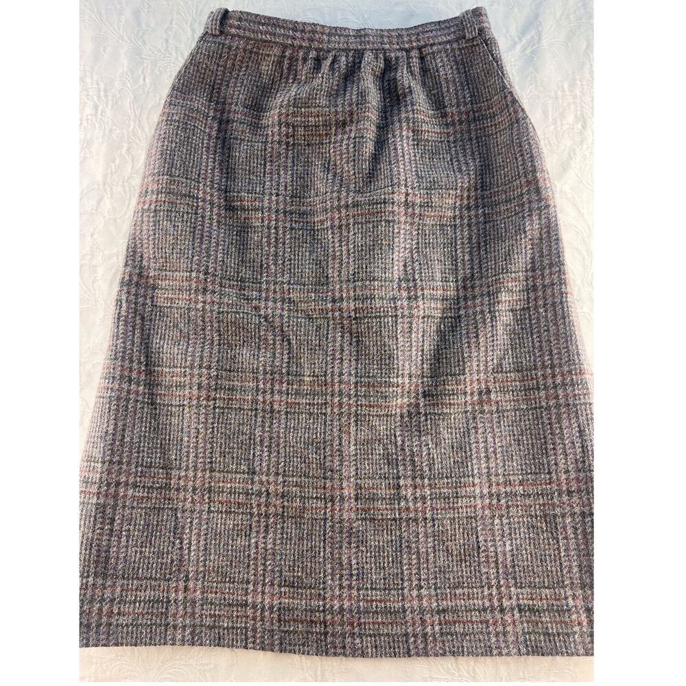Vintage 80s David Brooks Plaid Tweed Midi Pencil Skirt 12
